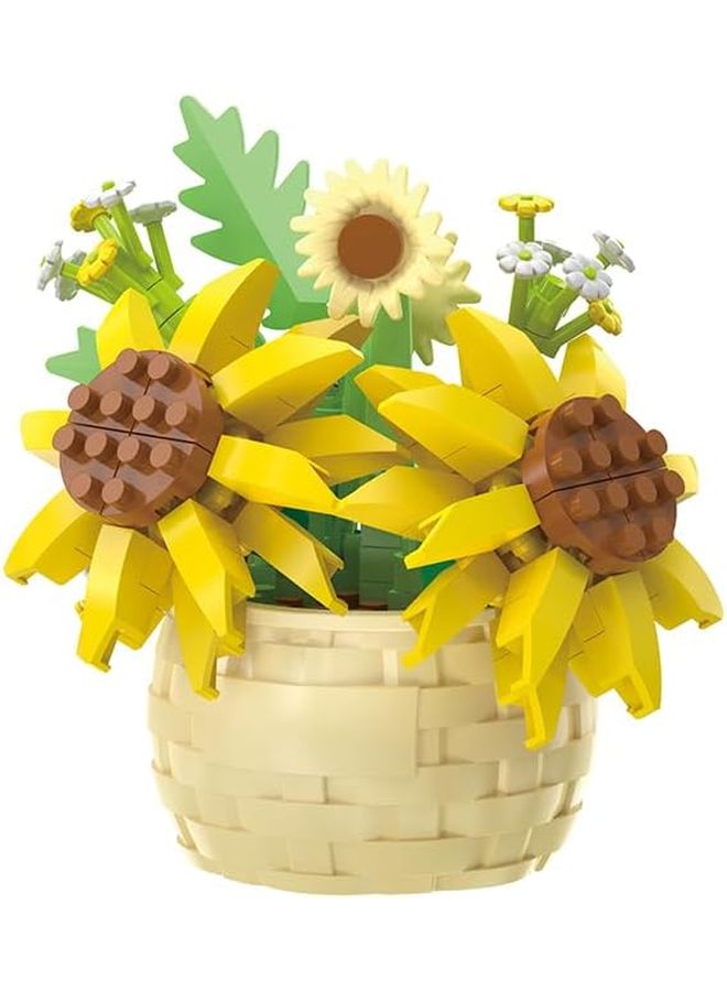 مجموعة ميكرو بريكس لبناء عباد الشمس، لعبة البناء النباتية الإبداعية، هدية المجموعة النباتية - Image 1